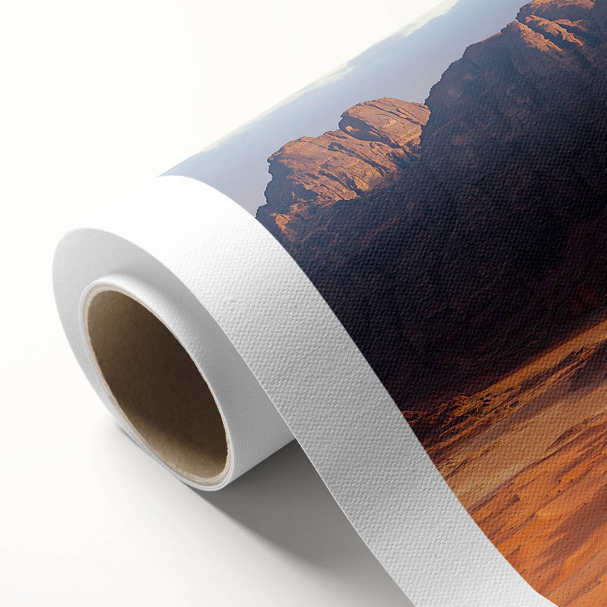 Vibrant rolled canvas depicting dramatic cliffs and landscapes with rich colors, perfect for home decor, showcasing nature's beauty in stunning detail.