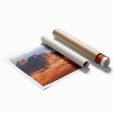 Stunning rolled canvas print of a dramatic cliff landscape showcasing vibrant colors and intricate details, ideal for home decor enthusiasts. Packaged securely in a protective tube for safe delivery.