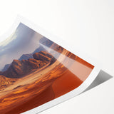 Stunning rolled print depicting dramatic cliffs and vibrant landscapes, showcasing rich colors and intricate details, ideal for home decor enthusiasts.