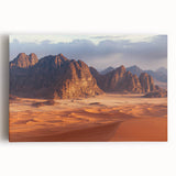 Stretched canvas artwork depicting a breathtaking landscape of majestic cliffs under a vibrant sky, perfect for enhancing home decor with natural beauty.