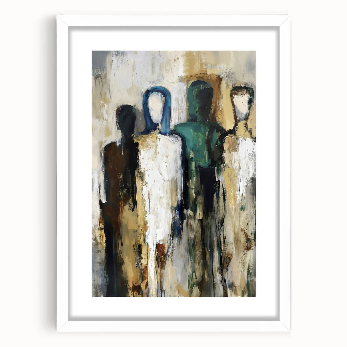 Modern Bedroom Art – Abstract Figures on Framed Canvas & Acrylic