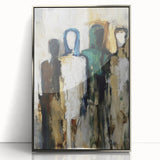 Modern Bedroom Art – Abstract Figures on Framed Canvas & Acrylic