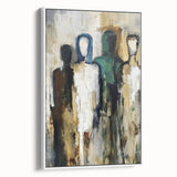 Modern Bedroom Art – Abstract Figures on Framed Canvas & Acrylic