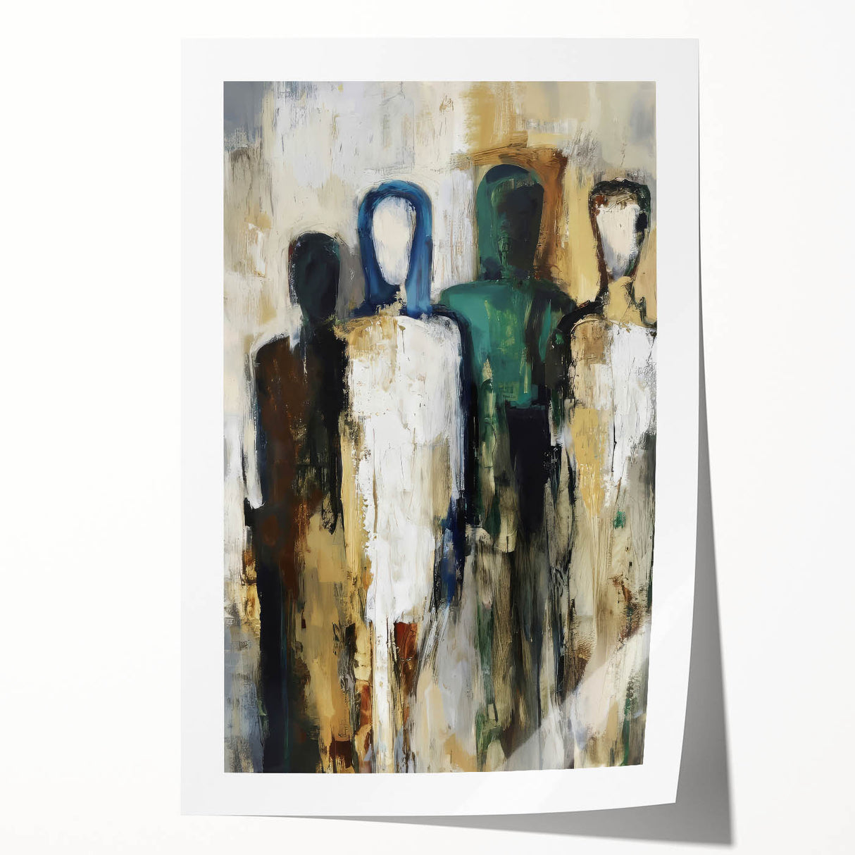 Modern Bedroom Art – Abstract Figures on Framed Canvas & Acrylic
