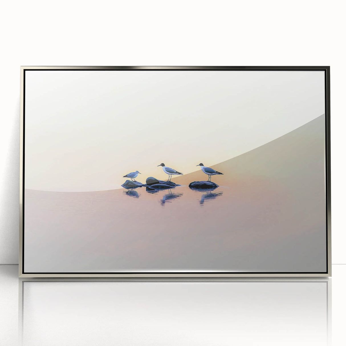 Professional Office Art - Minimalist Seagull Reflection Print