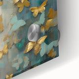 Close-up of abstract figurative wall art made from acrylic glass, showcasing vibrant colors and intricate textures, perfect for modern home decor.