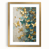 Abstract figurative wall art framed with a gold mat, showcasing vibrant colors and dynamic shapes, perfect for modern home decor and artistic expression.