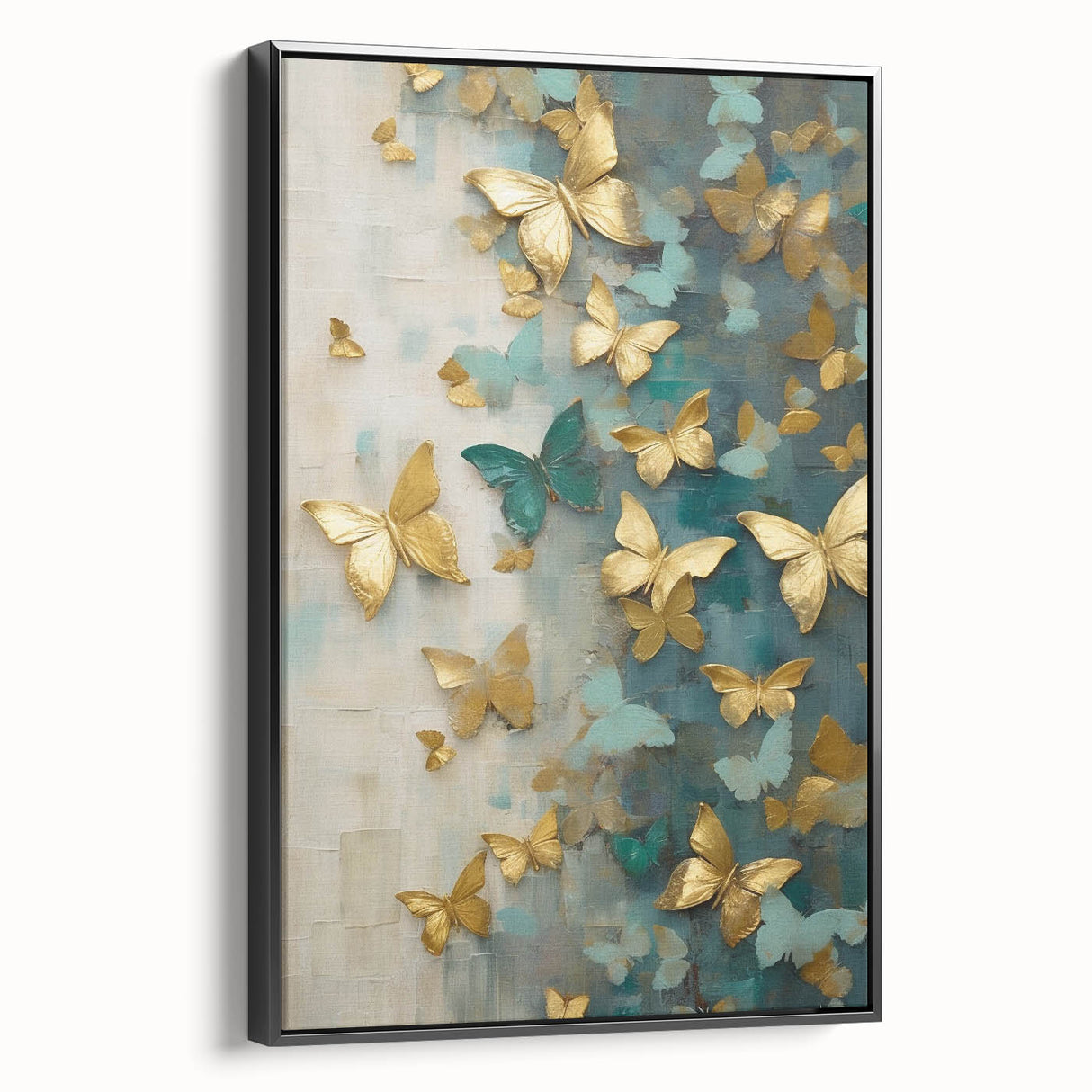 Framed abstract figurative wall art in black, showcasing a modern design with intricate details, displayed from the side to highlight its texture and depth.