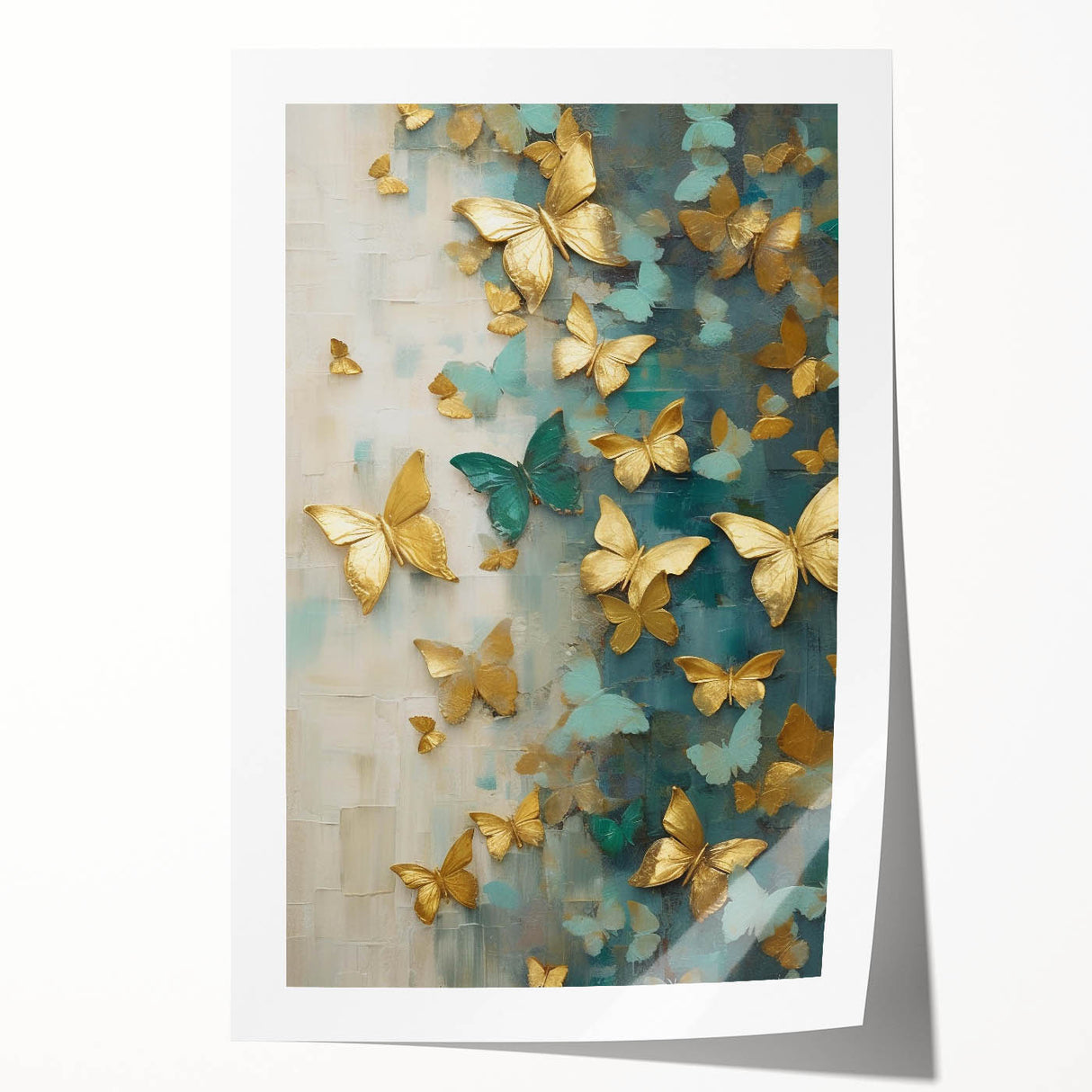 Abstract figurative wall art print showcasing vibrant colors and dynamic shapes, rolled and ready for display, ideal for modern home decor.