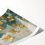 Abstract figurative wall art print showcasing vibrant colors and dynamic shapes, rolled and packaged in a protective cardboard tube, ideal for modern decor.