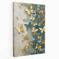 Abstract figurative wall art on stretched canvas showcasing vibrant colors and dynamic shapes, displayed in a side view to highlight texture and depth. This unique piece enhances modern decor and adds artistic flair to any space.