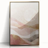 Framed abstract landscape wall art featuring a gold-acrylic design, showcasing a modern artistic interpretation with vibrant colors, ideal for contemporary home decor.