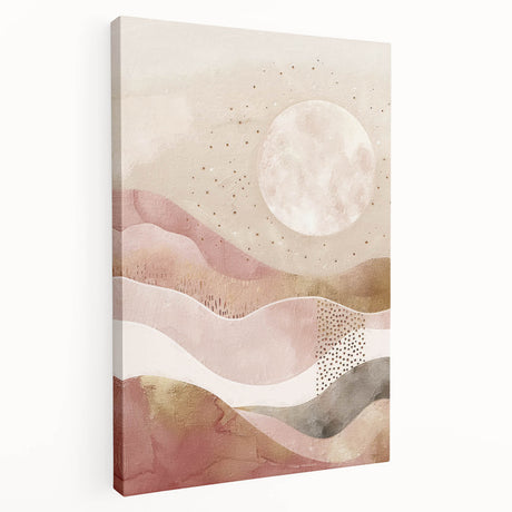 Abstract landscape wall art stretched on canvas, showcasing vibrant hues of blue and green with a textured finish, ideal for modern home decor.