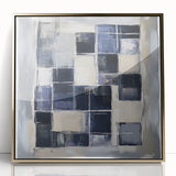 Minimalist Abstract Wall Art – Grid Silence in Muted Gray Tones