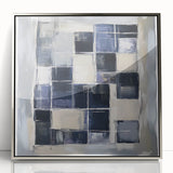 Minimalist Abstract Wall Art – Grid Silence in Muted Gray Tones