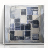 Minimalist Abstract Wall Art – Grid Silence in Muted Gray Tones