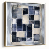 Minimalist Abstract Wall Art – Grid Silence in Muted Gray Tones