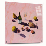 Large abstract wall art on acrylic glass featuring swirling blue and white patterns, ideal for bedroom or dining room decor.