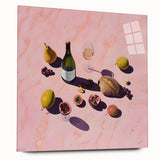 Large abstract wall art on acrylic glass featuring swirling blue and white patterns.