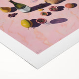 Art deco poster featuring a stylized cocktail glass, rendered in bold black and gold tones on rolled canvas.