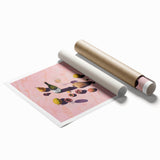 Extra large floral art on rolled canvas, featuring vibrant shades of red and green.