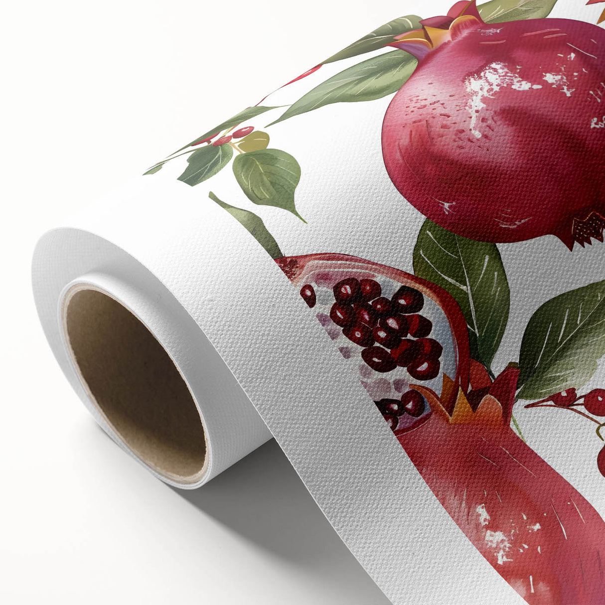 Art deco poster featuring an array of vibrant fruits on a rolled canvas, ideal for nursery wall art or dining room decor.