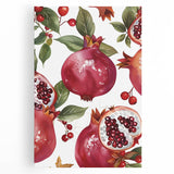 Large black and white canvas print featuring an assortment of fruits, ideal for kitchen wall art.