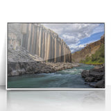 Framed acrylic artwork depicting a vibrant landscape of canyons, featuring rich earthy tones and intricate textures, perfect for enhancing modern home decor.