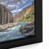 Framed canvas close-up showcasing a vibrant landscape of canyons, featuring warm earthy tones and intricate details, perfect for home decor enhancement.
