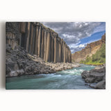 Landscape canvas artwork showcasing vibrant canyons with rich earthy tones and dramatic rock formations, ideal for enhancing modern home decor. Stretched and ready to hang, this piece brings a touch of nature's beauty into any room.