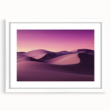 Desert landscape framed art print with a white mat, showcasing vibrant colors and intricate details, perfect for home decor or office wall enhancement.