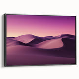 Framed canvas artwork depicting a stunning desert landscape with vibrant colors, featuring a black frame that enhances the visual appeal. Ideal for home decor.