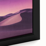 Close-up of a framed canvas artwork showcasing a vibrant desert landscape with warm hues of orange and yellow, perfect for home decor and desert-themed interiors.