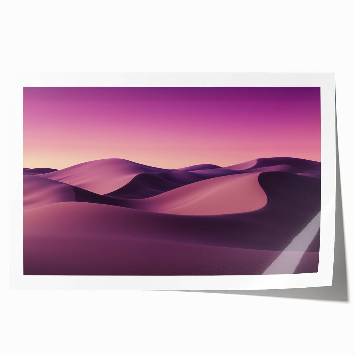 Desert landscape rolled art print showcasing vibrant hues of orange and yellow with intricate details, packaged securely in a protective cardboard tube for safe delivery.