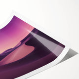 Vibrant desert landscape rolled canvas print showcasing rich earth tones and striking mountains, beautifully packaged in a protective cardboard tube for easy display.