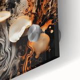 Large abstract wall art in muted earth tones on acrylic glass, suitable for dining room ambiance.