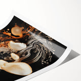 Extra large rolled canvas print featuring close-up floral elements in soft pastel colors, ideal for classy bathroom wall art.