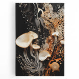 Large black and white photo of natural elements on stretched canvas, ideal for kitchen wall art.