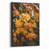 Black and white landscape painting on framed canvas, featuring an autumn scene with leafless trees.