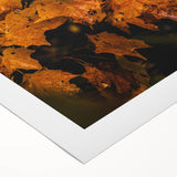 Art deco poster featuring an autumnal scene with rich orange and brown tones on a rolled canvas.