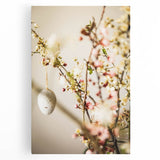 Large black and white abstract art on stretched canvas, depicting spring themes, ideal for kitchen wall art.