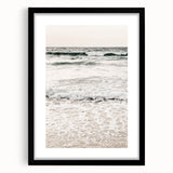 Extra large abstract art print with vibrant summer hues on textured canvas, framed in black, ideal for living room decor.