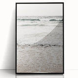 Large abstract wall art featuring mid-century modernist summer design in vibrant colors on a black framed acrylic.