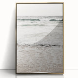 Acrylic print of a mid-century modernist summer scene, featuring bold gold and blue tones, ideal for modern art wall decor.