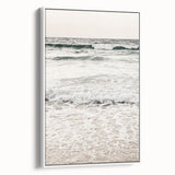 Vintage poster art of a vibrant summer scene on a framed canvas, ideal for living room decor.