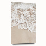 Large abstract wall art in vibrant blues and oranges on acrylic glass, ideal for bedroom or dining room decor.