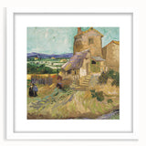 Abstract art print of swirling blue and yellow patterns on a white framed canvas, suitable for bedroom or dining room decor.