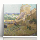 Acrylic print of a Van Gogh painting in a white frame, featuring vivid colors and art deco style.