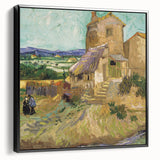 Black and white vintage poster art of a landscape painting on a framed canvas, suitable for bedroom decor.