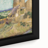 Close-up of a framed canvas featuring a Van Gogh-inspired textured art piece with vibrant, colorful brush strokes.
